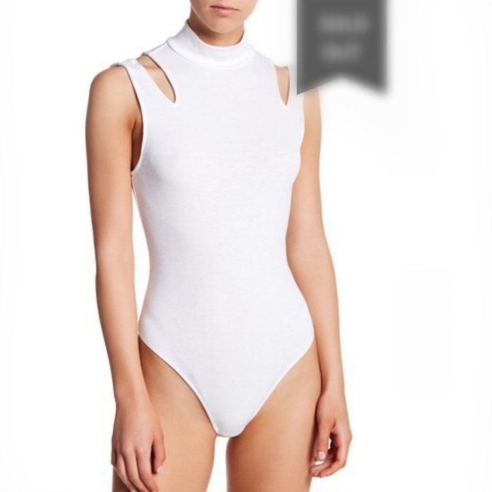 NWT Free People Mock Neck Shoulder Cutout Bodysuit